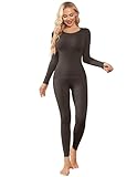Ekouaer Thermounterwäsche Damen Flexibel Set Skiunterwäsche für Damen, Chestnut Brown, S