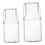 LIGIGWASH 2 Sätze Karaffen für Haushalt und Nachttisch Transparente Trinkkannen aus Lebensmittelechtem Hitze und Kältebeständig Design für Wasser Saft und Tee im Schlafzimmer