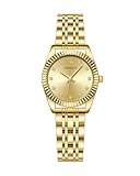 CIVO Damenuhr Gold Klein Wasserdicht: Vintage Edelstahl Quartz Armbanduhr Damen - Rund Analog Damenarmbanduhr - Elegante Geschenke für Frauen