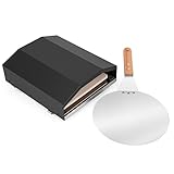 onlyfire Pizzahaube für Gasgrill, Pizzaaufsatz mit Pizzaschaufel und Pizzastein, Pizza Cover für Meisten Gasgrill mit Seitenbrennern, Pizza Grillaufsatz, Pizza Zubehör, Pizzabox, 31,5 ×27,5 × 12 cm