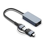 Konverter USB 3.2 Gen 1, USB-A und USB-C auf Ethernet, 2,5 G, Grau, 15 cm, mit Hochgeschwindigkeitssteckern. Entwickelt für: Streaming, Videospiele und Netzwerkarbeit