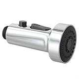 Zilimontt Ausziehbarer Küchenarmatur-Sprühkopf, Ersatz mit 3 Einstellungen, Chrom/gebürstete Oberfläche, 5,1 cm Anschluss für flexiblen Schlauch, ABS-Kunststoffmaterial