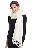 ELF KUCKUCK Schal Damen Winter Baumwolle Winterschal Pashmina Halstuch Frauen, Cremeweiß
