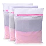 3 Stück Wäschenetz für Waschmaschine, Wäschesäckchen Laundry Bag 50 x 60cm, Wäschesack Wäschebeutel mit Reißverschluss, für BH, Reise, Schuhe, Koffer, Socken, Unterwäsche, Babykleidung