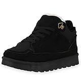 VAN HILL Damen Sneaker Low Plateau Profilsohle Bequem Schuhe 217804 Schwarz 36