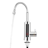 Wasserhahn mit Durchlauferhitzer, 360° Drehbarer Elektrischer Wasserhahn mit LED Digitalanzeige, Küchenarmatur Warmwasserhahn für Küchen Wohnungen Badezimmern, 220V 3000W