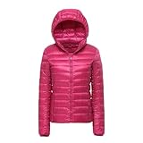 MISSMAO Winterjacke Damen Verpackbar Outdoor Daunenjacken Hooded Jacket Herbst Puffer Jacke mit Taschen Steppjacke Übergangsjacke Warm Leichte Pufferjacke,Rosa,S