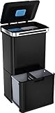 STANGVOLLBY Mülleimer mit Sensor 60L - Sensor Mülleimer 3 fächer oder 4 Fächer - Mülltrennsystem 4fach mit Luft / Bakterienfilter - Mülleimer Sensor mit Automatischer Deckel mit Soft-Close - Schwarz