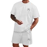 Jogginganzug Herren Set Baggy Sport Tracksuit Hausanzug Kurzarm T-Shirts Und Hose Sommeranzug Zweiteiler Fitness Kleidung Sportanzug Freizeitanzug MäNner Loungewear
