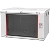 Netzwerkschrank, Serverschrank 19 Zoll Rack - 6HE -7HE- 9 HE - 12HE - 16HE - 400 mm Tiefe – Wandmontage - Montiert - Sicherheitsglastür - Grau (7HE)