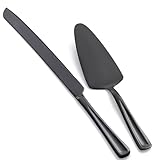 GoGeiLi Schwarz Kuchenbesteck Set, 33 cm Edelstahl Kuchenmesser und Tortenheber, Tortenmesser kuchenheber für Hochzeit, Geburtstag, Partys, Jubiläum