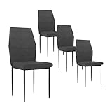 GOLDFAN Esszimmerstühle 4er Set Schwarz Moderner Stoff Stuhl mit Hoher Rückenlehne Küchenstühle mit Schwarz Beine, (4 Stühle)