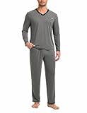 Nieery Schlafanzug Herren Lang Pyjama Set Baumwolle Männer Nachtwäsche Schlafanzüge Herbst Winter Sleepwear