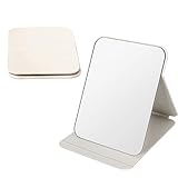 Aiweijia Tragbarer Klappspiegel, 16 x 11 cm, Make-up-Spiegel, PU-Leder, Reisespiegel, freistehend, Kosmetikspiegel, Tischplatte, faltbarer Spiegel für Büro, Schreibtisch, Schminktisch, Reisen,