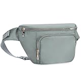 Bauchtasche für Damen und Herren, Stylische Hüfttasche mit 4 Reißverschlusstaschen und Verstellbarem Gurt, Ideal für Reisen und Wandern, Grau (Patent Angemeldet)