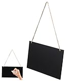 FUNNETOYU Hängende Schwarze Kreidetafel aus MDF Abwischbar mit Normaler Kreide Rechteckiges Message Board für Notizen zum Aufhängen in Küche Büro und Zuhause