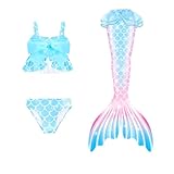 Marmaid Schwanz Mädchen Mit Bikini Set Schwimmflossen Kinder Meerjungfrau Badeanzug Bikinis Monoflosse Meerjungfrauen Badekleid Badebekleidung Für 4-13 Jahre