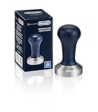 De'Longhi DLSC058, Kaffee-Tamper aus robustem Edelstahl mit stilvollem Holzgriff, in elegantem Blau/Silber