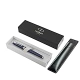 Parker IM Füllfederhalter, mattblau, mittlere Feder mit blauer Tinte, Geschenk-Box, schwarzes Etui mit geprägtem Logo, das perfekte elegante Geschenk