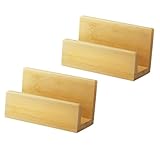 LOLIPPYY 2 Stück Teiliges Holz Visitenkartenhalter aus Nachhaltigem Bambus Platzsparend mit Offenem Fach Multifunktional für Büro und Schreibtisch Natürlicher Look Robuste Aufbewahrung für