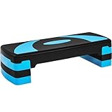 Yaheetech Steppbrett Fitness Aerobic Stepper Höhenverstellbar Step Bench mit 3 Stufen (10/15/20 cm) Rutschfestes Trainingsgerät für Büro und Zuhause Blau