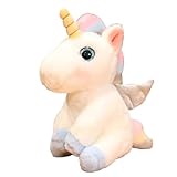 champracer Plüsch Einhorn Kuscheltier,Hockendes Sitzendes Einhorn Stofftier,Puppe Geschenk,Umarmungskissen mit Regenbogenflügeln Kawaii Spielzeug für Kinder Mädchen (25 cm,Blau)