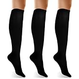 Psyqtsuary 3 Pack Damen Baumwoll Kniestrümpfe, blickdichte Kniestrümpfe aus Baumwolle, Sportstrümpfe, schwarze Socken für Damen, Kniestrümpfe, hohe schwarze Socken, lange schwarze Socken