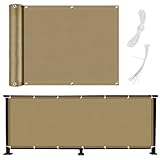 wiipara Balkon Sichtschutz 75x600cm, Balkonverkleidung Balkonabdeckung mit Ösen, Blickdichte Balkonbespannung UV-Schutz Wasserabweisend Windschutz für Balkon, Garten, Terrasse (Sand)