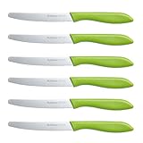 Brotmesser Wellenschliff,Ruffulon 6 teilig,Langlebiges Brötchenmesser aus Edelstahl,23 cm Tefalmesser,Brot Messer Set,Scharfe Messer Set,Kunststoffgriff,Grün Messerset