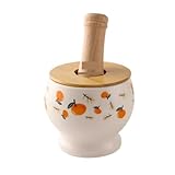 IWENZHKPA Mörser Stößel Sets Manueller Knoblauchstampfer, Haushaltskeramik, Altmodisches Stößel-Set Kräutermörser