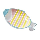 Mobestech Keramik Katzennapf Fischform Mehrzweck Haustier Wassernapf Stabil rutschfest Für Katzen und Hunde Futter Trinkschale Gestreift