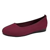 Orthopädische Schuhe für Damen, ohne Schnürung, Sportschuhe für Damen, atmungsaktiv und lässig, aus leichtem Mesh, rutschfest, Fußbett, orthopädisch, sportlich, Mode, rot, 40 EU