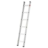 Hailo S60 ProfiStep UNO Anlegeleiter - Leiter 6 Sprossen - Alu Sprossenleiter mit 2 Tatzenfüßen - belastbar bis 150kg - Aluminium Leiter Made in Germany - Sprossen Anlegeleiter rostfrei - Silber