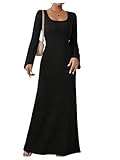 SweatyRocks Maxikleid Damen Langarm Elegante Kleider Maxi Kleid Mit Schnürung Abendkleid Hochzeitsgast Winterkleid Herbst Kleider Schwarz M