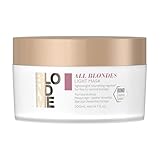 Schwarzkopf Professional BLONDME All Blondes Light Mask Leichte Haarmaske Haarpflege Für Gefärbtes Aufgehelltes Blondiertes Haar Haarkur Maulbeerseiden Feuchtigkeitsmaske Entwirrend 200 ml