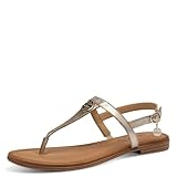 s.Oliver Damen Sandalen flach aus Leder Zehentrenner, Beige (Platinum), 39 EU