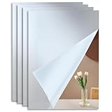 Kievano 4 Stück Klebespiegel 30×20cm, 2mm Acryl Spiegelfliesen selbstklebend – Flexibel, Bruchsicher, Spiegelfolie zum Kleben für Wand, Tür, Badezimmer, Schlafzimmer, Flur, DIY Dekoration