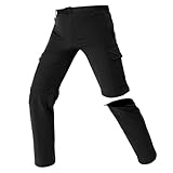 SOLOYEE Zip Off Hose Herren Wasserdicht & Schnelltrocknend Wanderhose Herren Sommer Outdoor Hosen mit Gürtel Abnehmbare Trekkinghose für Wandern, Camping & mehr Schwarz, 3XL