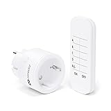 conecto® Funk-Steckdosen-Set: 1x Funksteckdose und 1x Fernbedienung, Innenbereich, 2300 Watt, kompaktes Design, weiß