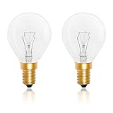 2 Stück Backofenlampe G45 E14, Dimmbar 2700K Warmweiße Herd-birne, 410 Lumen, 78MM * 45MM, AC 240V, Bis 300°C Hitzebeständiges, P45 Globe Klar Lampen für Ofen, Lava Lampe