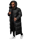 OZONEE Herren Winterjacke Jacke Parka Farbvarianten Warm Winterparka Funktionsparka Wintermantel Lange Kunstfell Gefüttert Outdoor Puffer Jacket Gepolstert O/M3202Z SCHWARZ L