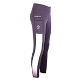 AK AKRS 6058 Strumpfhose/Leggings/Reithosen, atmungsaktiv, hohe Taille, zum Reinschlüpfen, mit Silikongriff, schwarz / gold, 32