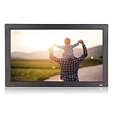 Cuifati 18,5-Zoll-Digital-Bilderrahmen, 1080P Smart Digital Photo Frame mit Fernbedienung, Zwei 5-W-Lautsprecher, HDML, USB, 3,5 Mm, SD, Power DC(EU)