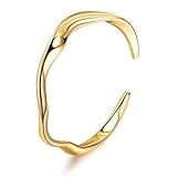 BelleVive 18 Karat vergoldete Armreife für Frauen, offen, verstellbar, goldene Armreife, dicke gehämmerte Armreife, dünnes, minimalistisches goldenes Armreifarmband, Stapelschmuck