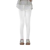 Uizuooy Kinder Leggings Mädchen Baumwolle Sport Tanzhose Elastisch Fitness Hose Basic für Kinder 1er-Pack 2708-WH-140