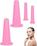 HUVZOR Schröpfgläser Silikon Gesicht, 4 Stück Facial Cupping Schröpfen Silikon Schröpfen Therapie für Gesichtsmassage,Anti-Cellulite Massagebecher für Muskelentspannung,Blutzirkulation