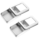2 Stück Mini Metall Aufbewahrungsbox Tragbare Zahnseide Boxen Zahnseide-Spender Halter Mini Silberne Metallbox mit Fenster für Süßigkeiten, Schlüssel,Ohrringe und Mehr Wattestäbchen Zahnseide-9 * 6cm