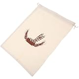 DOITOOL Großer Wiederverwendbarer Brotbeutel aus Baumwoll leinen mit Zugband Vielseitig für Brot Brötchen Baguette und Lebensmittelaufbewahrung Atmungsaktiv und Langlebig Weizenmuster