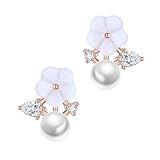 OHPHCALL Perlen Ohrstecker Damen Blüten Design Roségold Ohrschmuck Leicht Elegant Modisch Für Frauen Party Alltag Geschenk