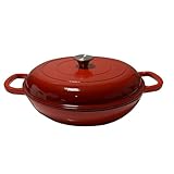 Vivicreate Schmortopf aus emailliertem Gusseisen, 3,5 Quart, rot, mit Deckel